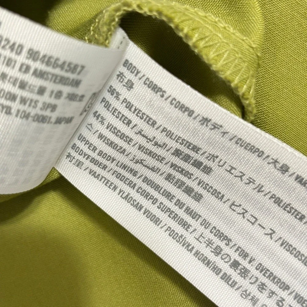 Abercrombie & Fitch Angel Sleeve O-Ring Satin Maxi Dress Sz S Lime Green Slit